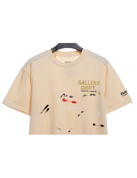 Gallery Dept distressed washed hand-painted graffiti printed T-shirt,All order with free shipping Gallery Dept