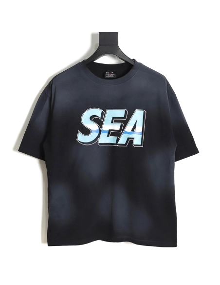 Saint Micheal 23SS sea letter washed short-sleeved T-shirt,All order with free shipping Saint Michael