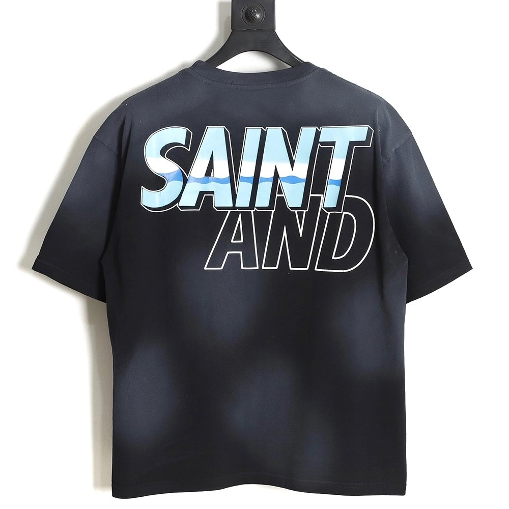 Saint Micheal 23SS sea letter washed short-sleeved T-shirt,All order with free shipping Saint Michael