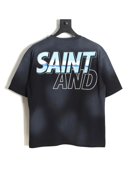 Saint Micheal 23SS sea letter washed short-sleeved T-shirt,All order with free shipping Saint Michael
