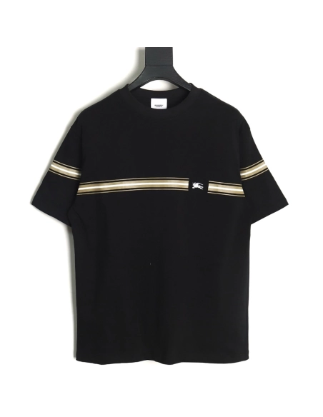 Burberry letter embroidered striped print horse logo T-shirt TSK1,All order with free shipping Burberry