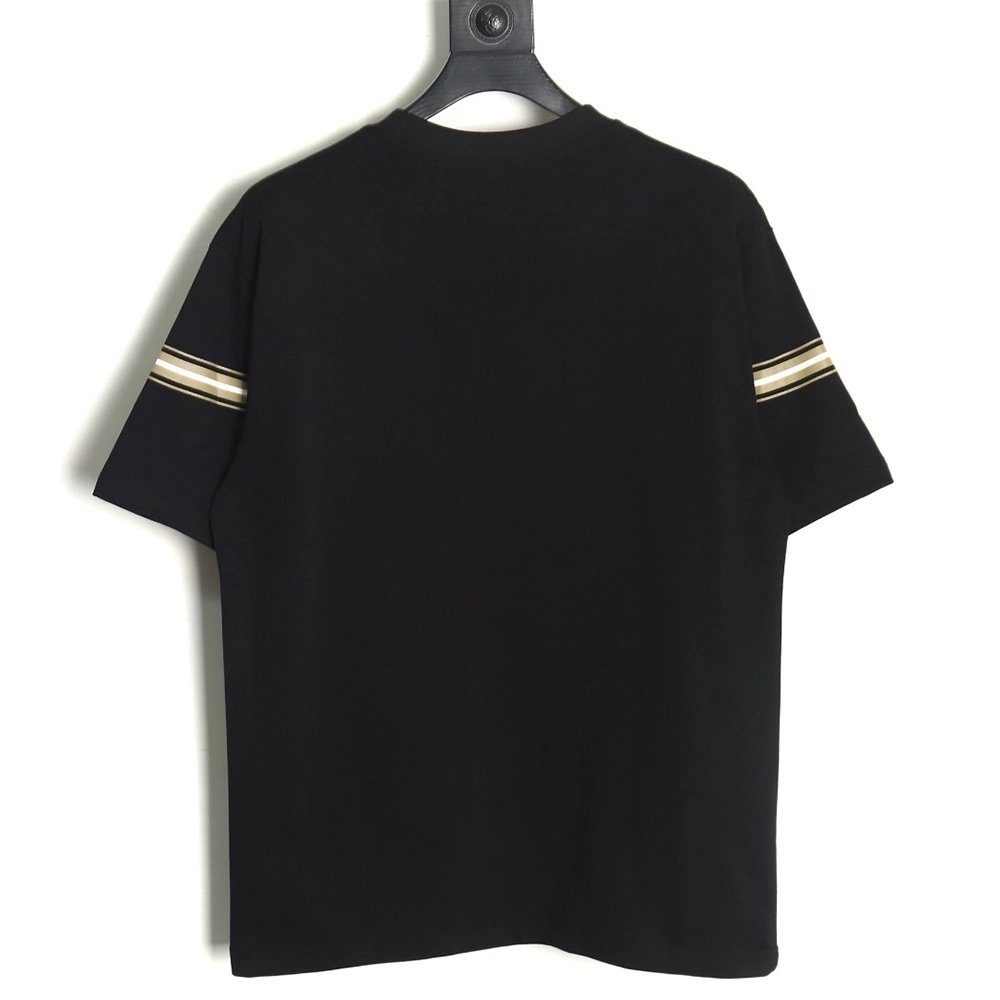 Burberry letter embroidered striped print horse logo T-shirt TSK1,All order with free shipping Burberry