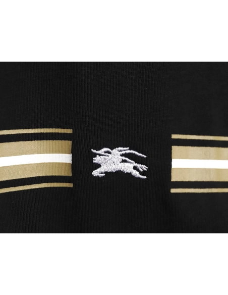 Burberry letter embroidered striped print horse logo T-shirt TSK1,All order with free shipping Burberry