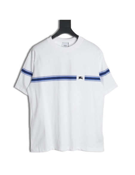 Burberry letter embroidered striped print horse logo T-shirt,All order with free shipping Burberry