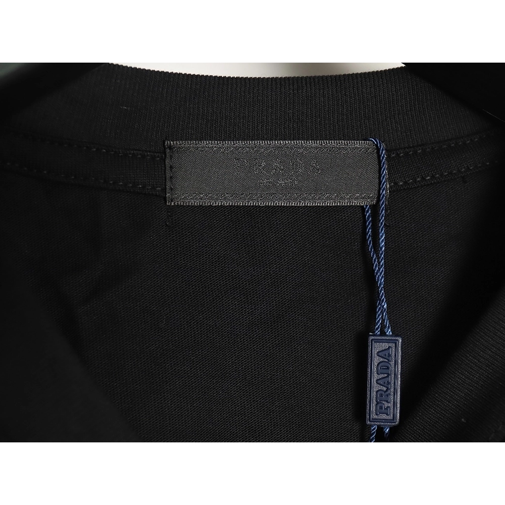 Prada wavy line triangle embroidered short-sleeved T-shirt TSK1,All order with free shipping Prada