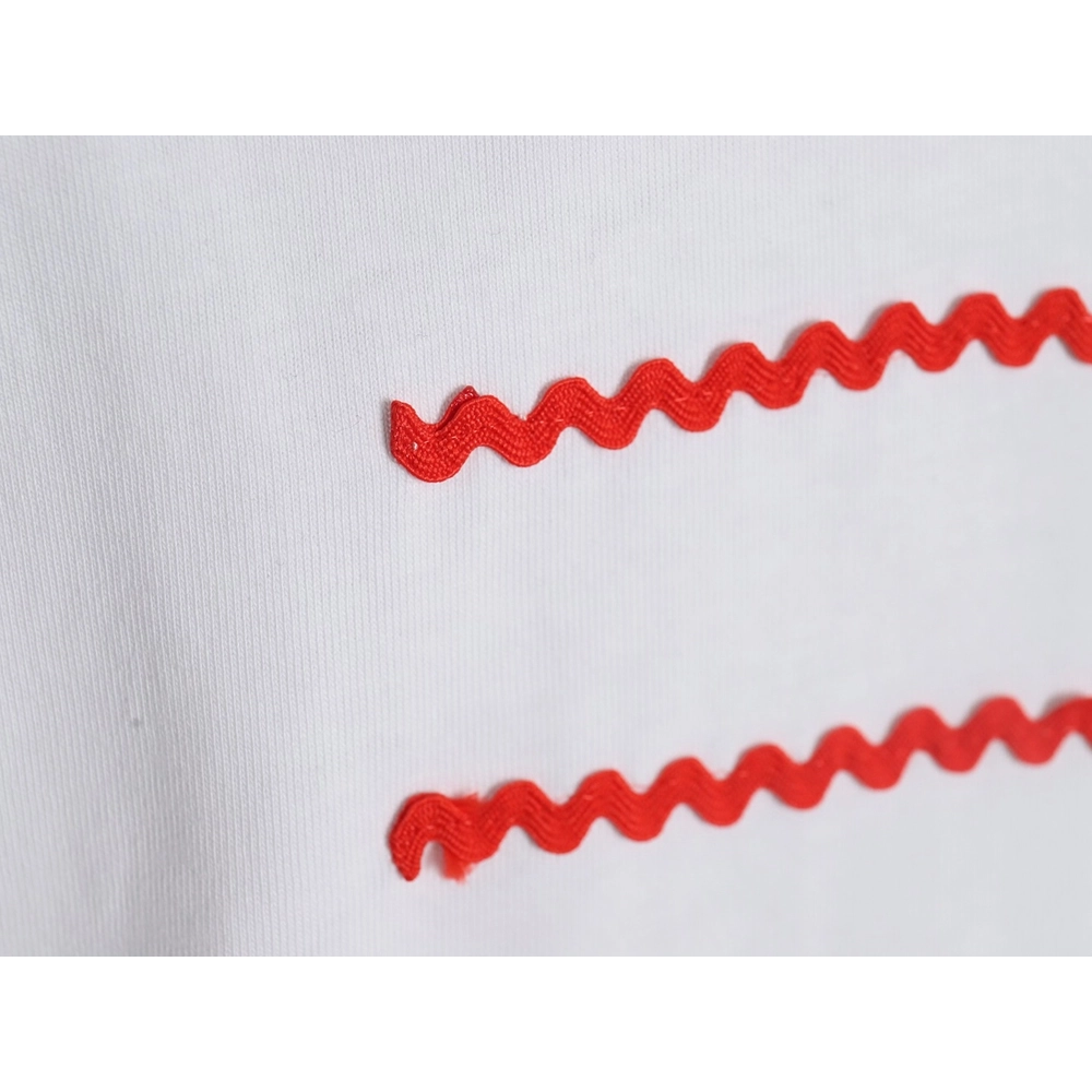 Prada wavy line triangle embroidered short-sleeved T-shirt,All order with free shipping Prada