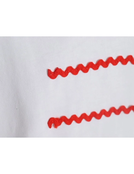 Prada wavy line triangle embroidered short-sleeved T-shirt,All order with free shipping Prada