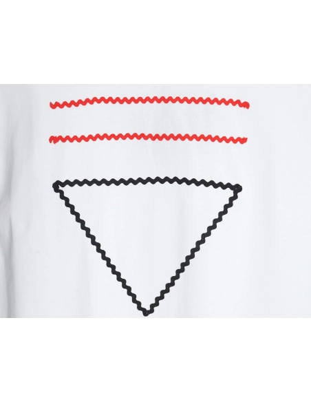 Prada wavy line triangle embroidered short-sleeved T-shirt,All order with free shipping Prada