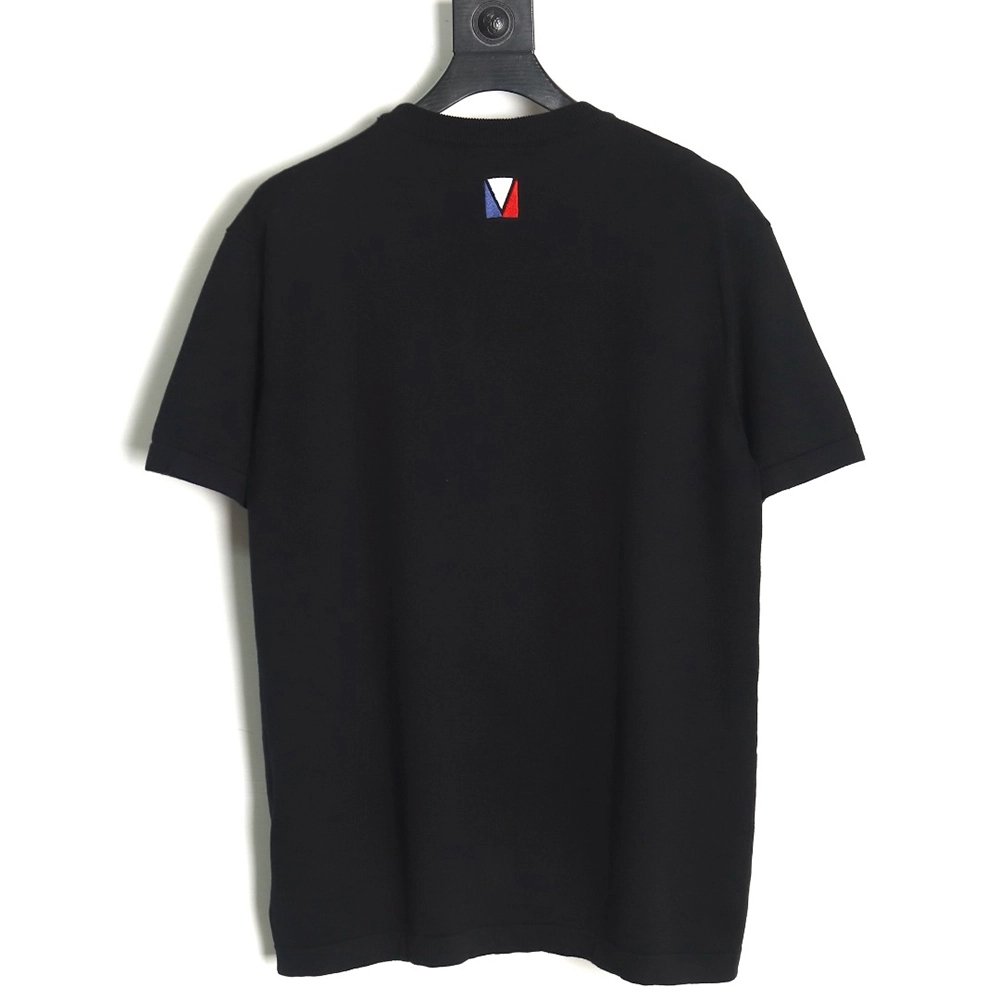 Reps Louis Vuitton rhinestone embroidered knitted short-sleeved T-shirt,All order with free shipping Reps Louis Vuitton