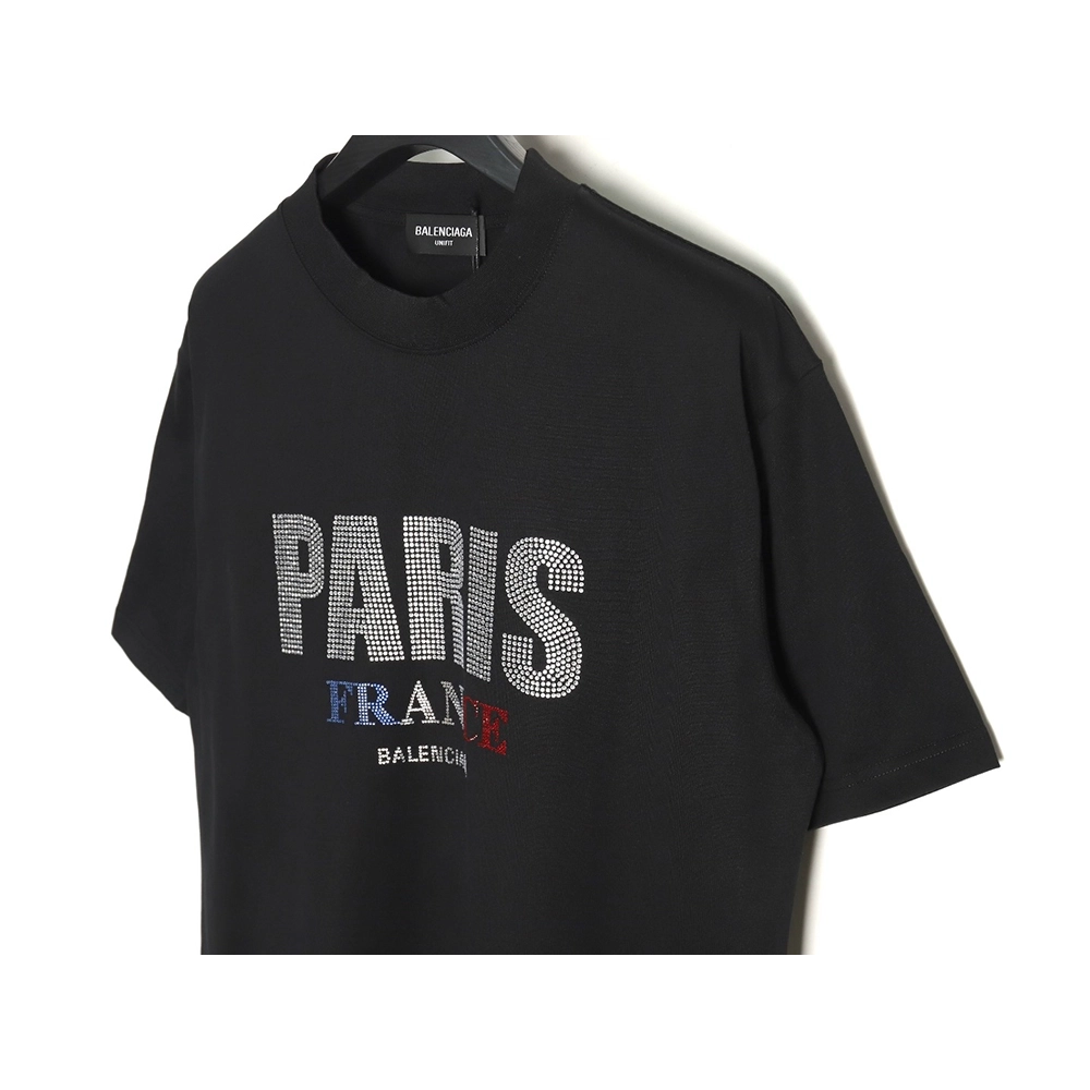 Balenciaga Lettering Rhinestone Short Sleeve T-Shirt,All order with free shipping Balenciaga