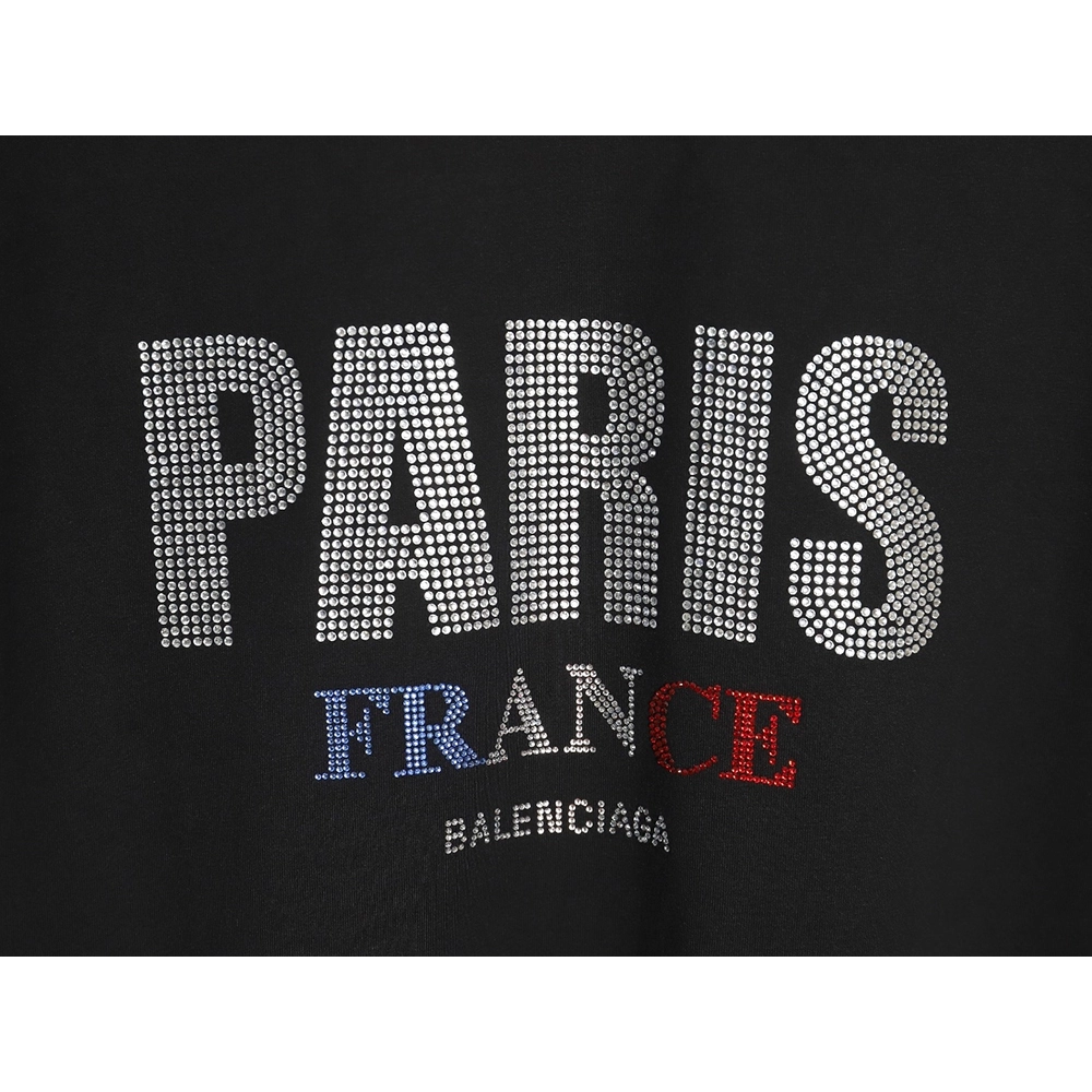 Balenciaga Lettering Rhinestone Short Sleeve T-Shirt,All order with free shipping Balenciaga