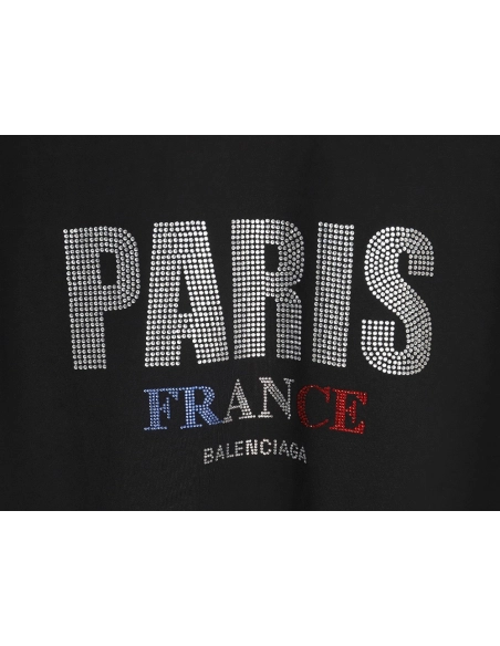 Balenciaga Lettering Rhinestone Short Sleeve T-Shirt,All order with free shipping Balenciaga