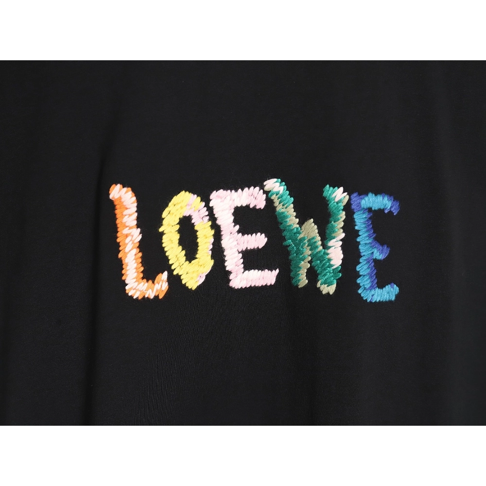 Loewe Rainbow Embroidered Round Neck Short Sleeve T-Shirt,All order with free shipping Reps Gucci