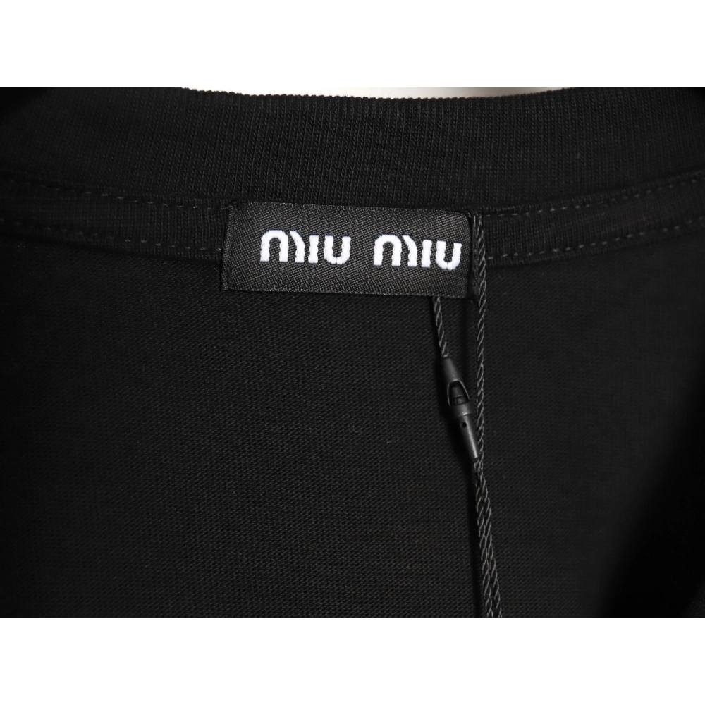 miu miu short-sleeved T-shirt with small logo patch TSK2,All order with free shipping Miu Miu