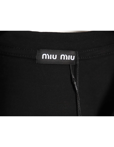 miu miu short-sleeved T-shirt with small logo patch TSK2,All order with free shipping Miu Miu