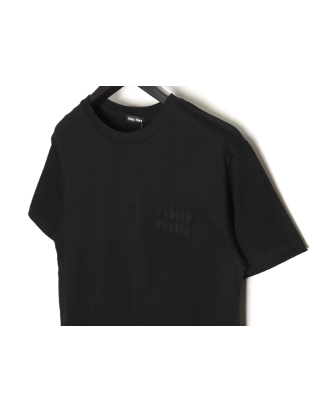 miu miu short-sleeved T-shirt with small logo patch TSK2,All order with free shipping Miu Miu