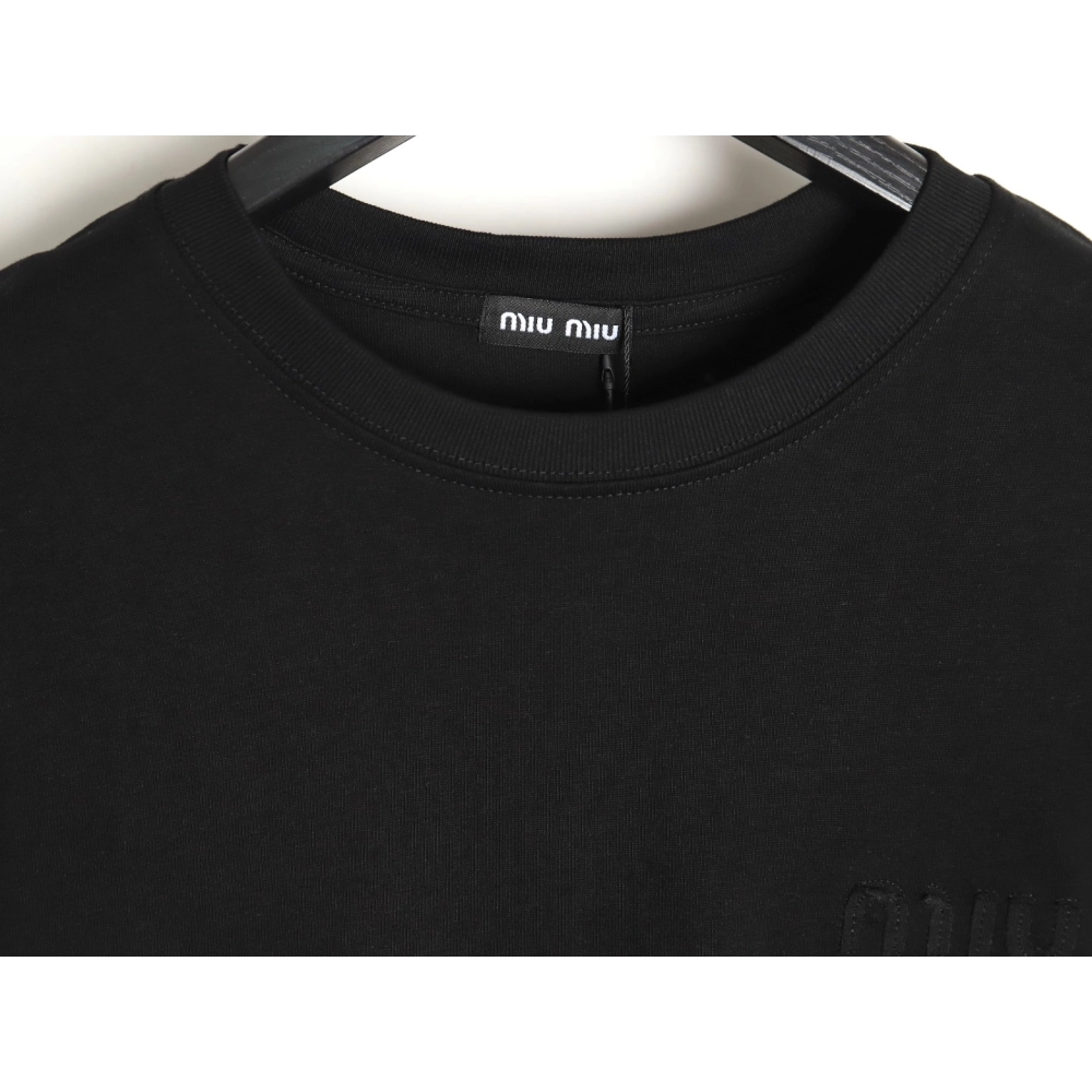miu miu short-sleeved T-shirt with small logo patch TSK2,All order with free shipping Miu Miu