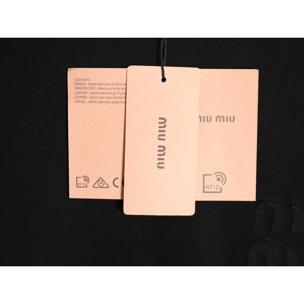 miu miu short-sleeved T-shirt with small logo patch TSK2,All order with free shipping Miu Miu