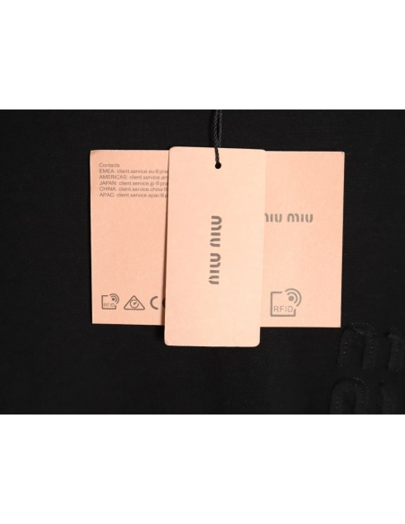 miu miu short-sleeved T-shirt with small logo patch TSK2,All order with free shipping Miu Miu