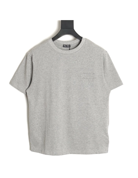 miu miu short-sleeved T-shirt with small logo patch TSK1,All order with free shipping Miu Miu
