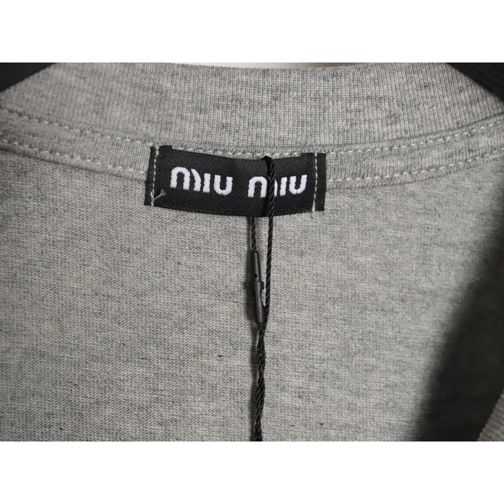 miu miu short-sleeved T-shirt with small logo patch TSK1,All order with free shipping Miu Miu