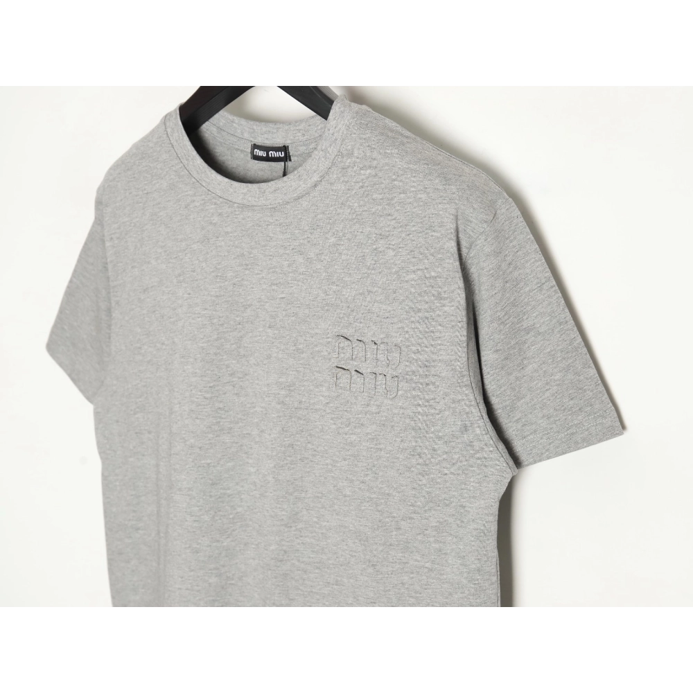 miu miu short-sleeved T-shirt with small logo patch TSK1,All order with free shipping Miu Miu