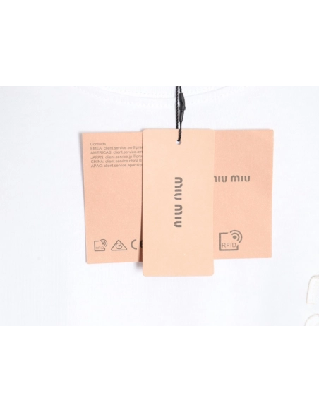 miu miu short-sleeved T-shirt with small logo patch,All order with free shipping Miu Miu