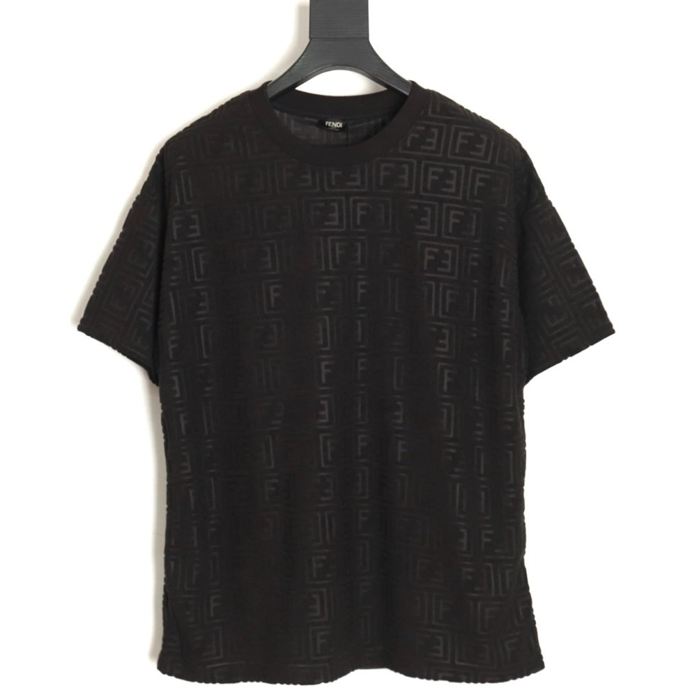 Fendi 24ss all over printed double F embossed jacquard T-shirt,All order with free shipping Fendi