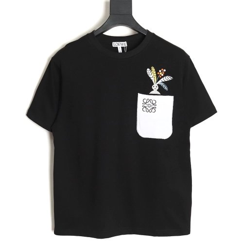 Loewe SunaFujita 24ss Mandrake embroidered pocket short-sleeved T-shirt TSK1,All order with free shipping Loewe