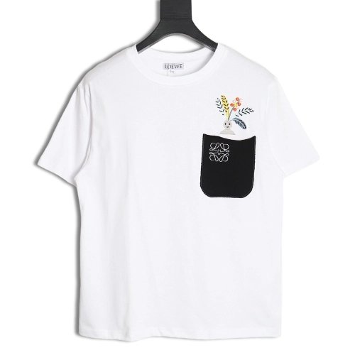 Loewe SunaFujita 24ss Mandrake embroidered pocket short-sleeved T-shirt,All order with free shipping Loewe