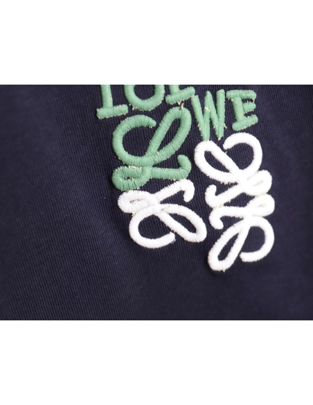 Loewe Contrast Color Embroidered LOGO Couple Short Sleeve T-Shirt TSK1,All order with free shipping Loewe