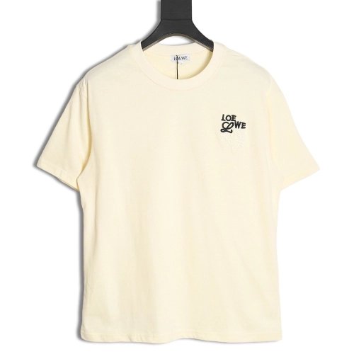 Loewe Contrast Color Embroidered LOGO Couple Short Sleeve T-Shirt,All order with free shipping Loewe
