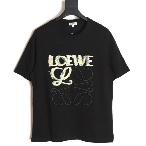 Loewe Anagram Half Hand-Painted Embroidered Short Sleeve T-Shirt TSK1,All order with free shipping Loewe