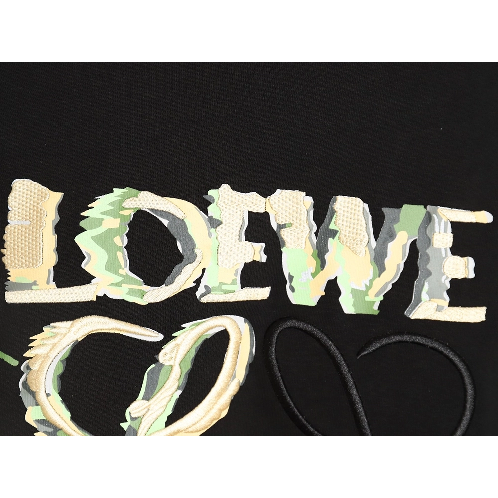 Loewe Anagram Half Hand-Painted Embroidered Short Sleeve T-Shirt TSK1,All order with free shipping Loewe