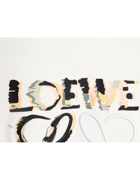 Loewe Anagram Half Hand-Painted Embroidered Short Sleeve T-Shirt,All order with free shipping Loewe