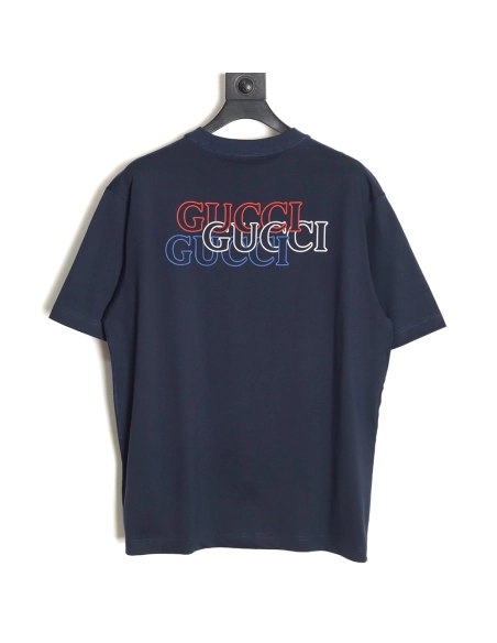 Reps Gucci Red,All order with free shipping  White and Blue G Print Round Neck Short Sleeve T-shirt,All order with free shipping