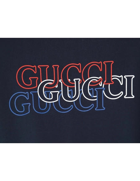 Reps Gucci Red,All order with free shipping  White and Blue G Print Round Neck Short Sleeve T-shirt,All order with free shipping
