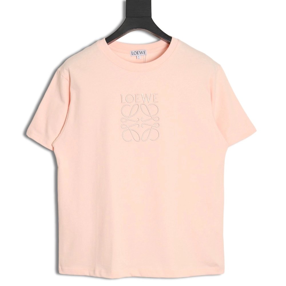 Loewe solid color embroidered large logo T-shirt,All order with free shipping Loewe