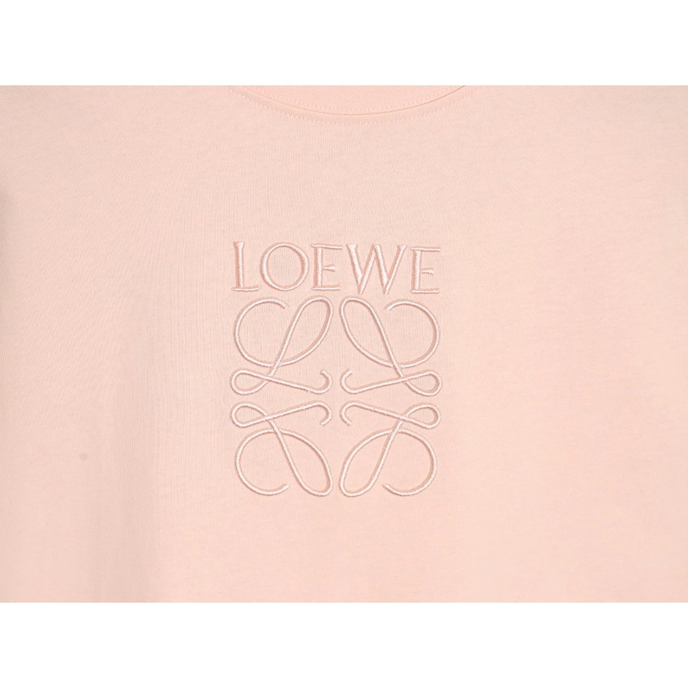 Loewe solid color embroidered large logo T-shirt,All order with free shipping Loewe