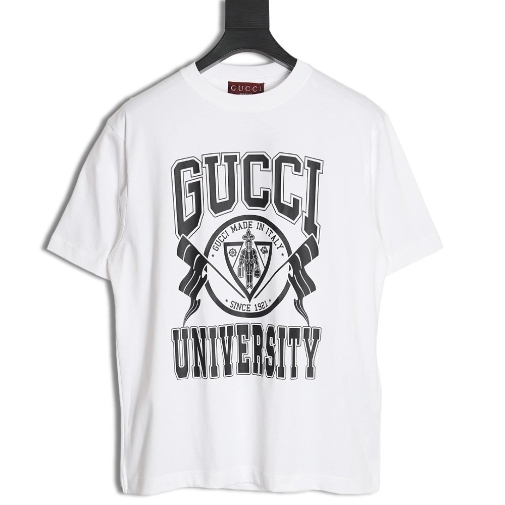 Reps Gucci University Crest Printed Round Neck Short Sleeve T-Shirt,All order with free shipping Reps Gucci