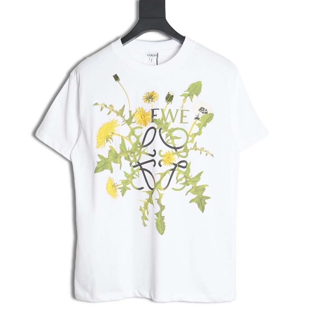 Loewe 24SS floral embroidered print short-sleeved T-shirt,All order with free shipping Loewe