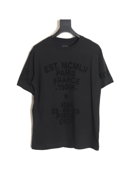 Givenchy 24SS flocked letter print short-sleeved T-shirt,All order with free shipping Givenchy