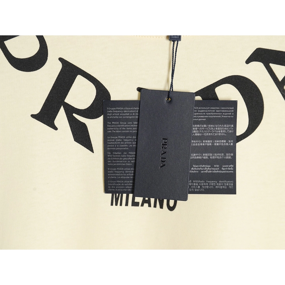 Prada 24SS collar necklace large letters l0go short-sleeved T-shirt,All order with free shipping Prada