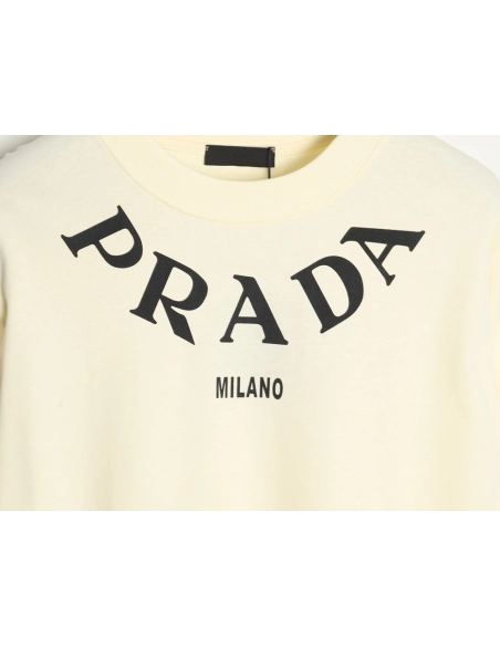 Prada 24SS collar necklace large letters l0go short-sleeved T-shirt,All order with free shipping Prada