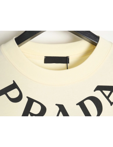 Prada 24SS collar necklace large letters l0go short-sleeved T-shirt,All order with free shipping Prada