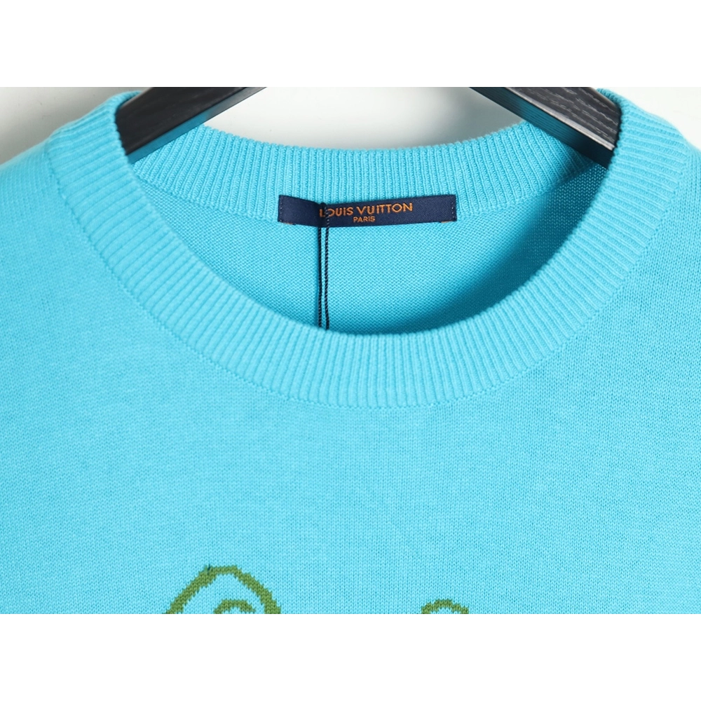 Reps Louis Vuitton 24SS Fox Terrier jacquard knitted short-sleeved T-shirt,All order with free shipping Reps Louis Vuitton