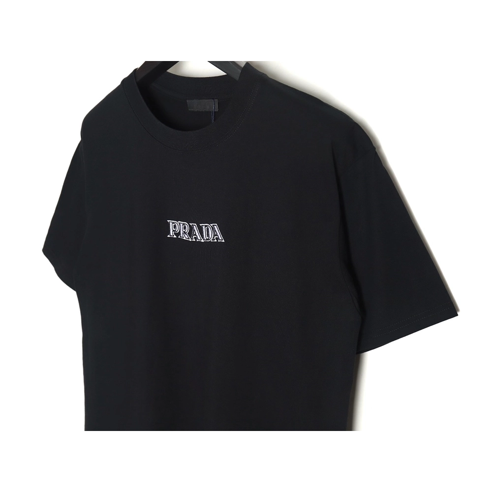 Prada 3D logo embroidered short-sleeved T-shirt,All order with free shipping Prada