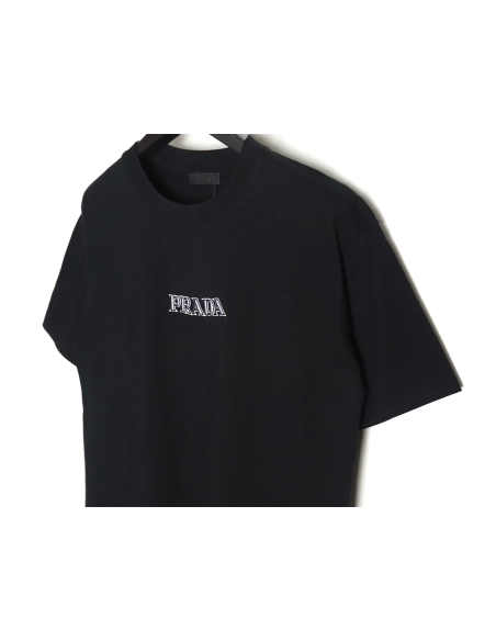Prada 3D logo embroidered short-sleeved T-shirt,All order with free shipping Prada