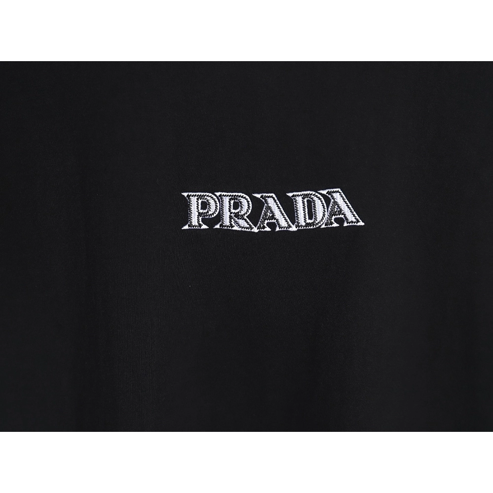 Prada 3D logo embroidered short-sleeved T-shirt,All order with free shipping Prada