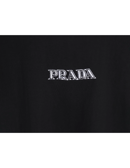 Prada 3D logo embroidered short-sleeved T-shirt,All order with free shipping Prada